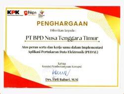 Bank NTT Raih Penghargaan dari KPK RI, Dirut Sampaikan Apresiasi dan Ucapan Terima Kasih